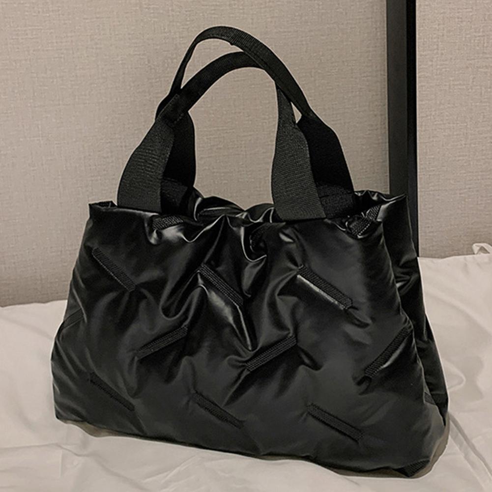 

Women Quilted Hobo Handbag Large Capacity Puffer Handbag Soft Simple Bag Female Winter Travel Handbag чорний