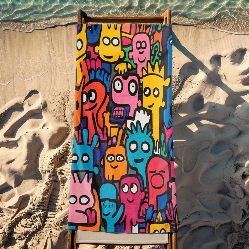 1pz Asciugamano da Spiaggia Colorato a Cartoni Animati Asciugatura Rapida Super Assorbente Adatto per Vacanze al Mare Piscina Estate Regalo Divertente per Amici