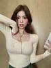 Chic Square-Neck Long-Sleeve Slim-Fit Women's Top