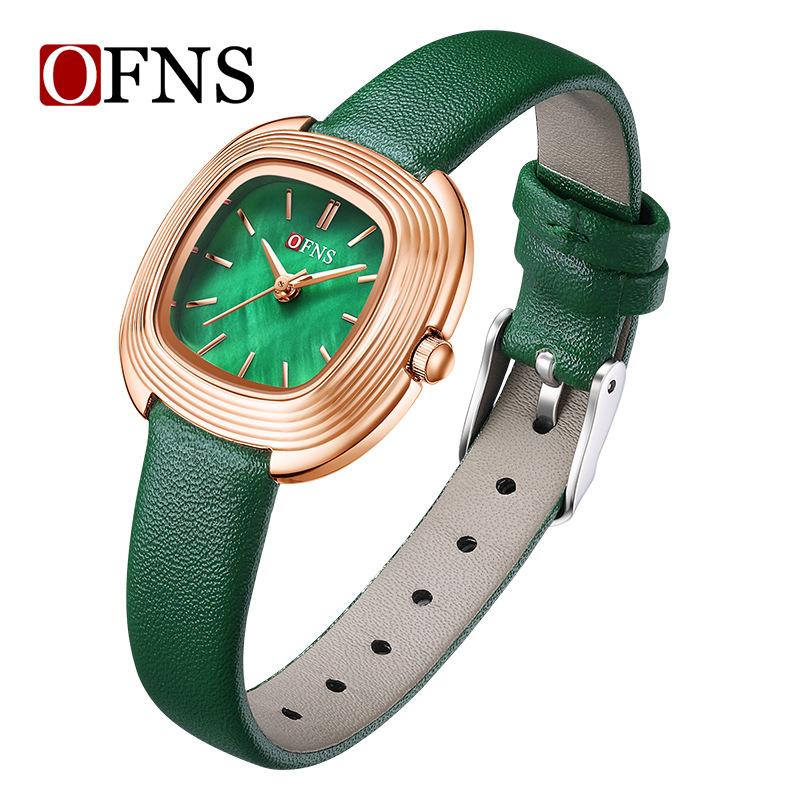 Ofns Women's Students Simple Quartz Watch Small Fragrance Style Mother Of Pearl Dial Waterproof Casual Watch For Girlfriend Gift