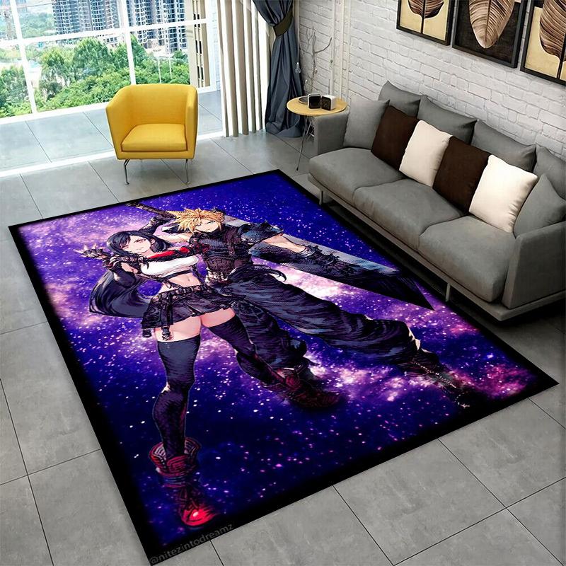 Cloud Tifa Final Fantasy Games Sephiroth Carpet Rug for Bedroom Living Room Sofa Playroom Doormat Home Decor,Area Rug Non-slip