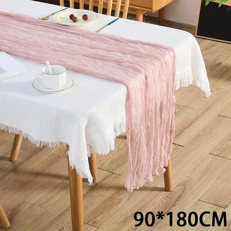 Cheesecloth Table Runner Gauze Tablecloth Semi-Sheer Crinkle Table Cover Boho-style table runner 180*90/90*340cm