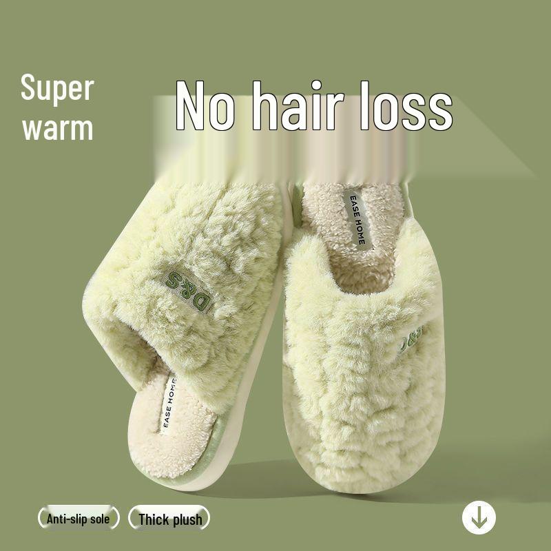 2026 Women's & Men's Non-Slip Warm Plush Closed-Toe Cotton Slippers for Autumn/Winter Indoor Use