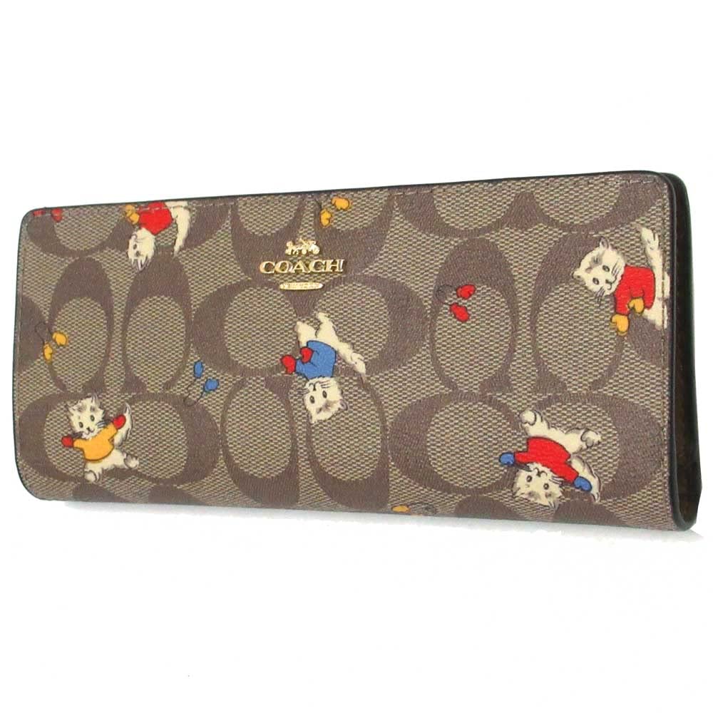

Wallet Outlet Signature Cat Mitten Print Slim Wallet PVC Long Wallet CF331 IME7V [Coach] [Used]