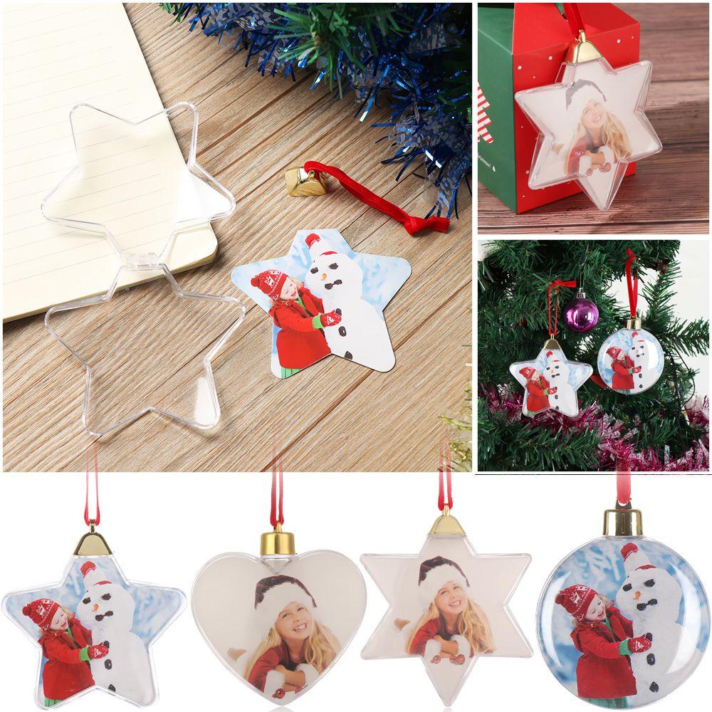 Hanging Home Decor Picture Frame Pendant Photo Christmas Ball Xmas Tree Ornaments Photograph Holder
