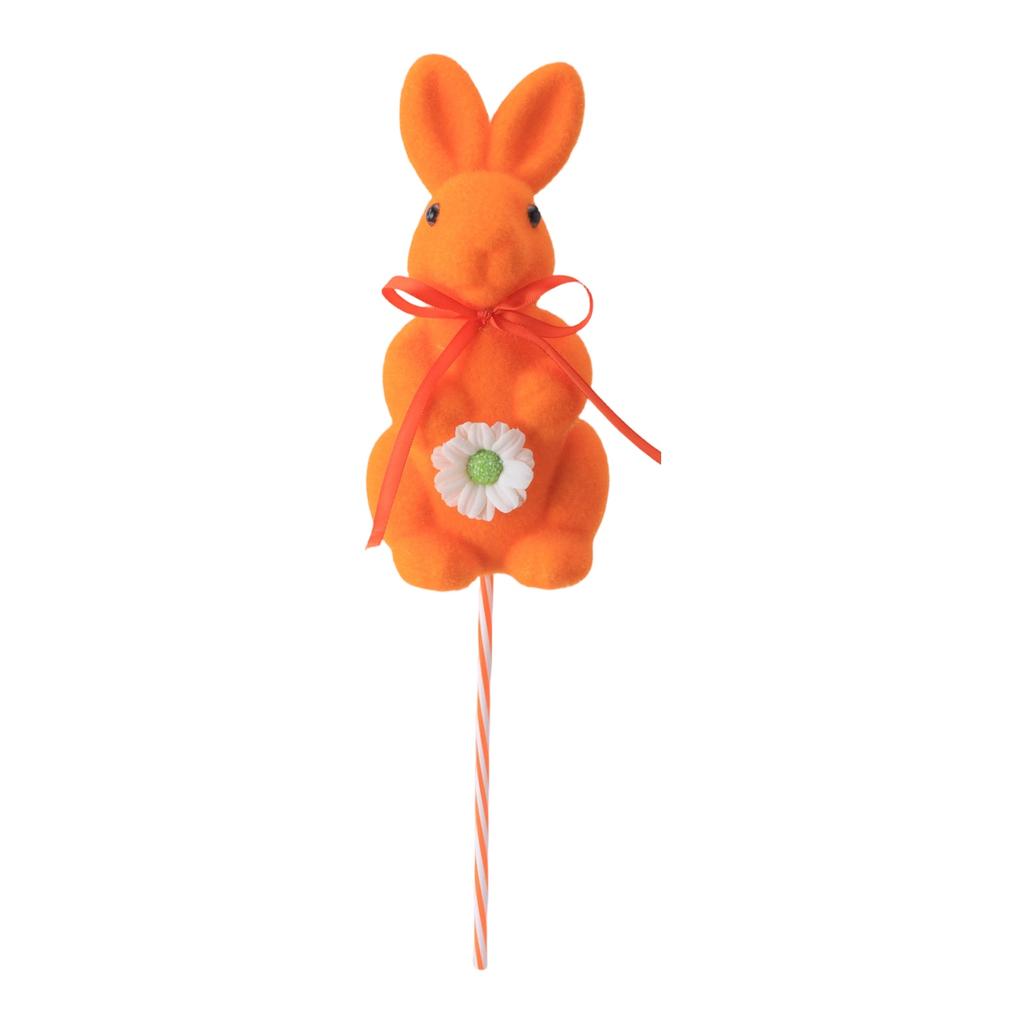 Easter Bunny Figurine - Realistic Flocked Doll, Cute Tabletop Decor For Easter, Spring Home & Window Display