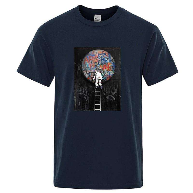 

Summer Mens Tshirt High Quality 100 Cotton Funny Astronaut Design Print Casual Loose Cool Men Oneck for Men Tshirt Tee 4XL