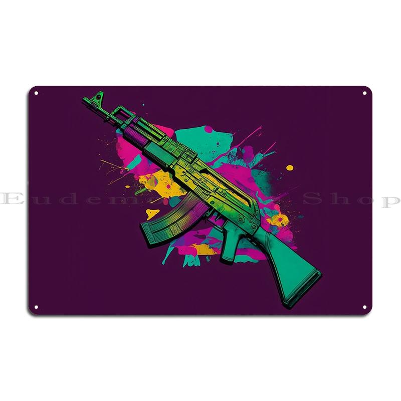 Soviet Kalashnikov Ak-47 Metal Signs Club Party Mural Wall Decor Vintage Ussr Weapon Retro Cccp Tin sign Posters