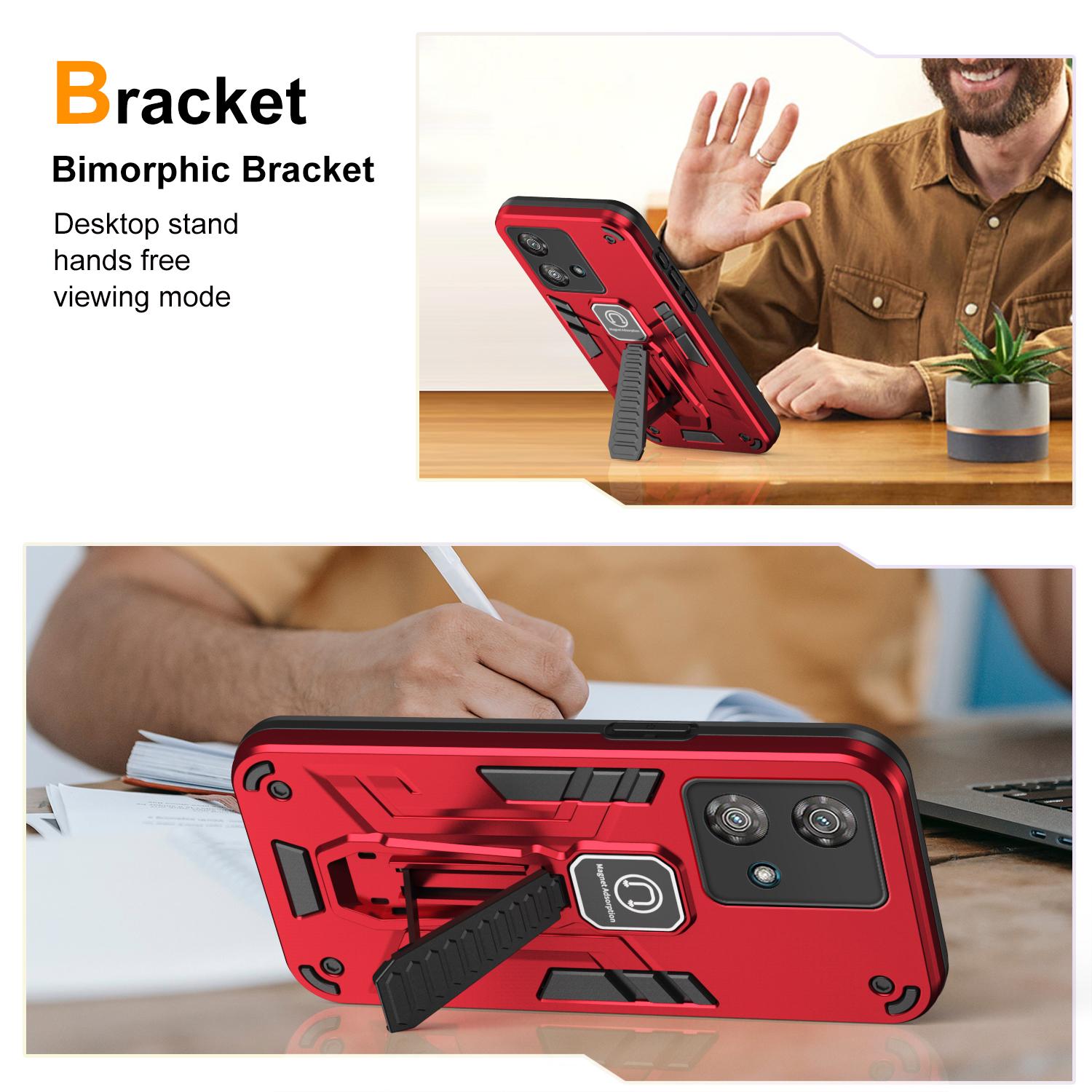 

For Motorola Edge 40 Neo 5G Phone Case Kickstand Drop-proof Phone Cover Red