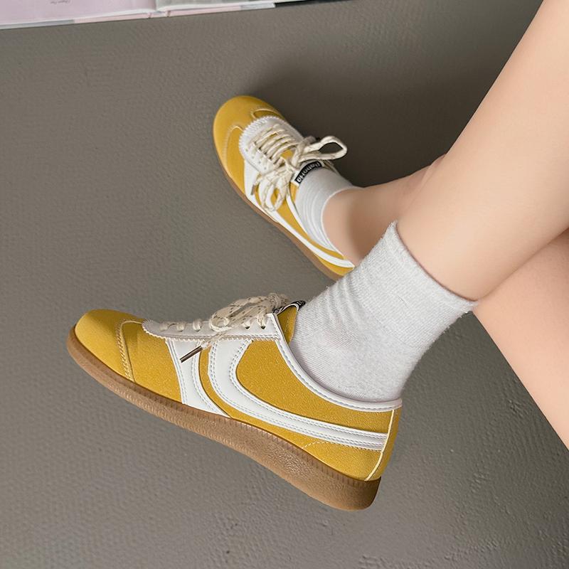 fashion Retro sneakers 2024 new summer breathable casual versatile flat shoes suede stitching cowhide sneakers for women