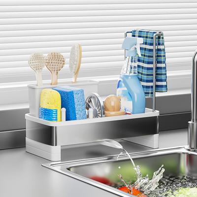 Soporte para Esponja de Acero Inoxidable Estante para Fregadero de Gran Capacidad Resistente al Óxido Autodrenante Multifuncional Estante de Almacenamiento para Cocina