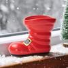 Boot Vase For Flowers Red Ceramic Planter Arrangements Boot Vase For Indoor Home Porch Farmhouse Christmas Holiday Table