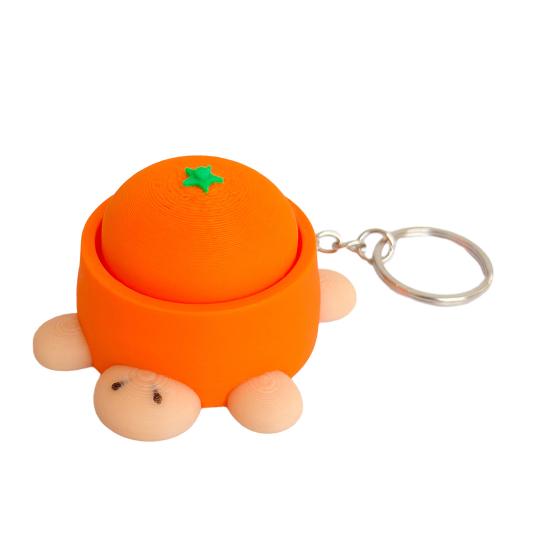 Keychain Pendant, Cartoon Turtle Design 3D Printed Food Keychain, Stress-Relief Buttons Finger-Clicking Keychain