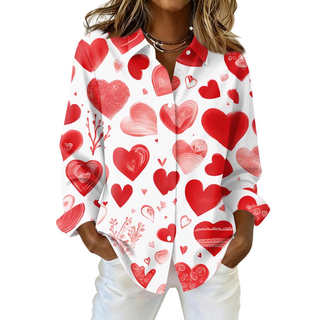 Women's Buttoned Long Sleeved Casual Regular Shirt With Collar Top