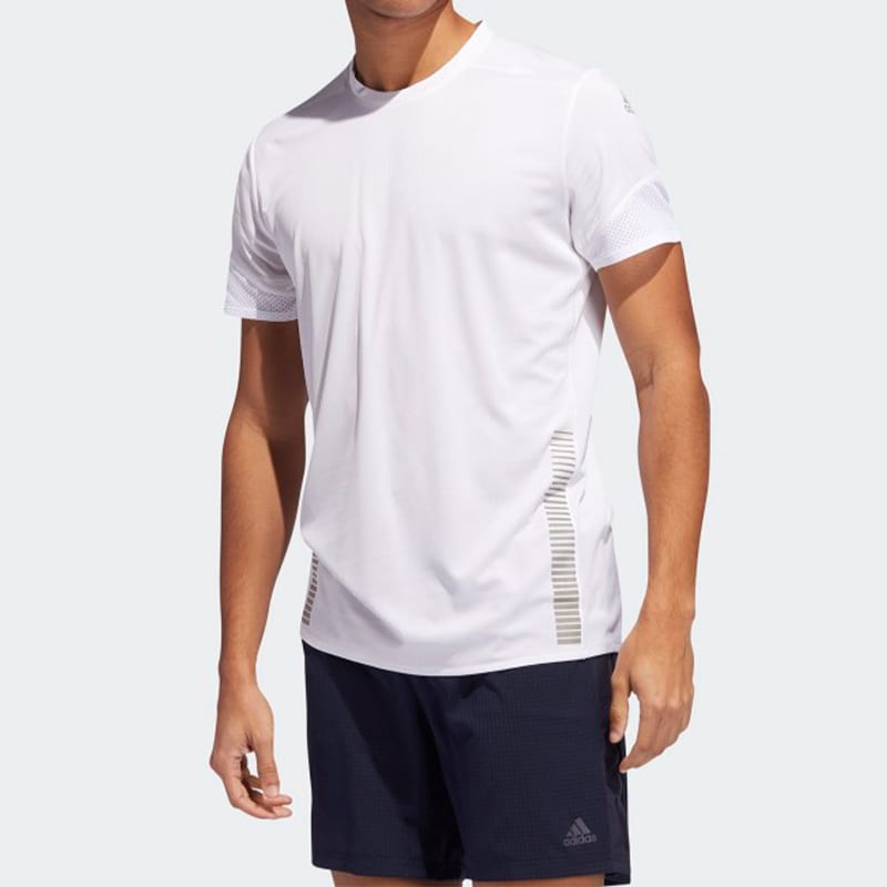 adidas T Shirts Men's White Crew Neck Moderate Straight Fit EI6325