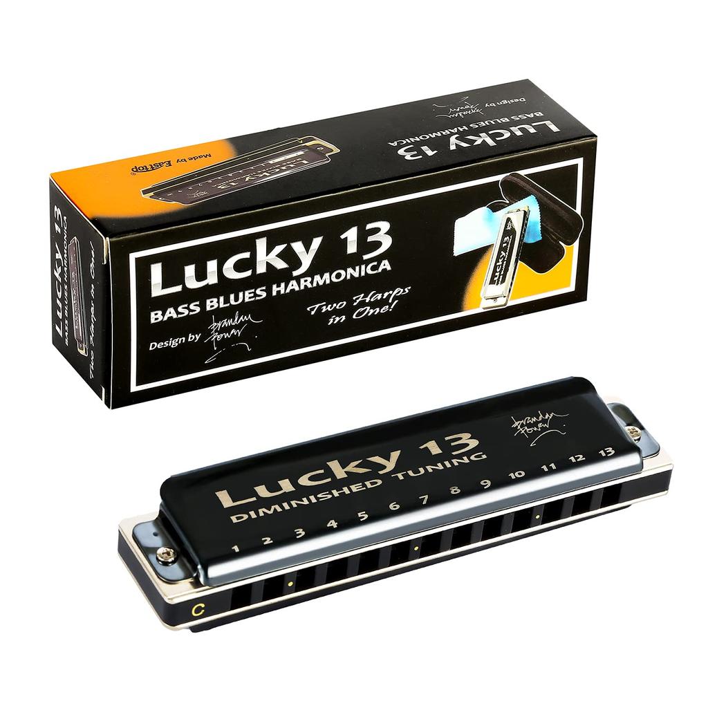 East top Harmonica Blues Harmonica 13 Hole A Key Jazz Professional Adults Kids Study Practice Brass Cover Canvas Case Lucky13 (Diminished-C)…