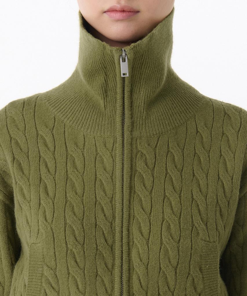 MUSINSA STANDARD WOMAN Women'S Cable Knit Zip-Up [Light Moss]