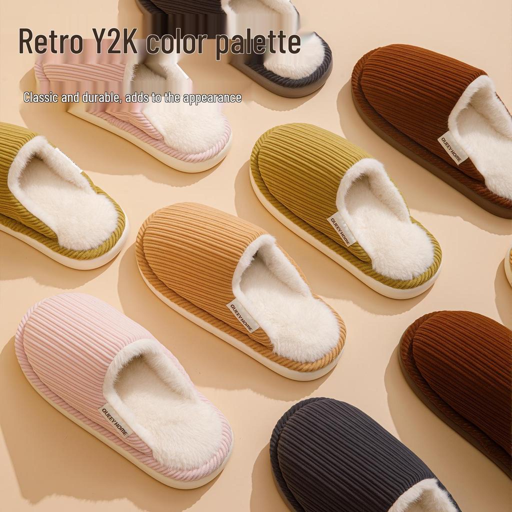 2025 Neue Warme Cord-Hausschuhe: Dicksohliges, rutschfestes Hausschuhwerk für Damen und Herren