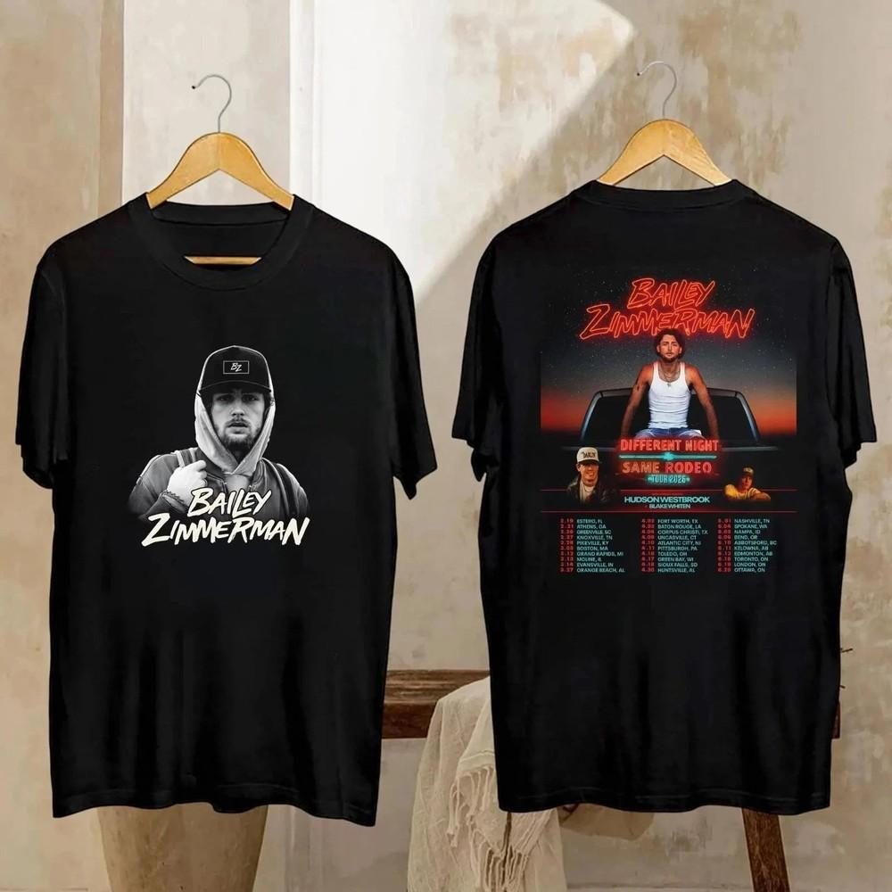 

Bailey Zimmerman Tour 2026 T-Shirt Different Night Same Unisex T-Shirt XXXL