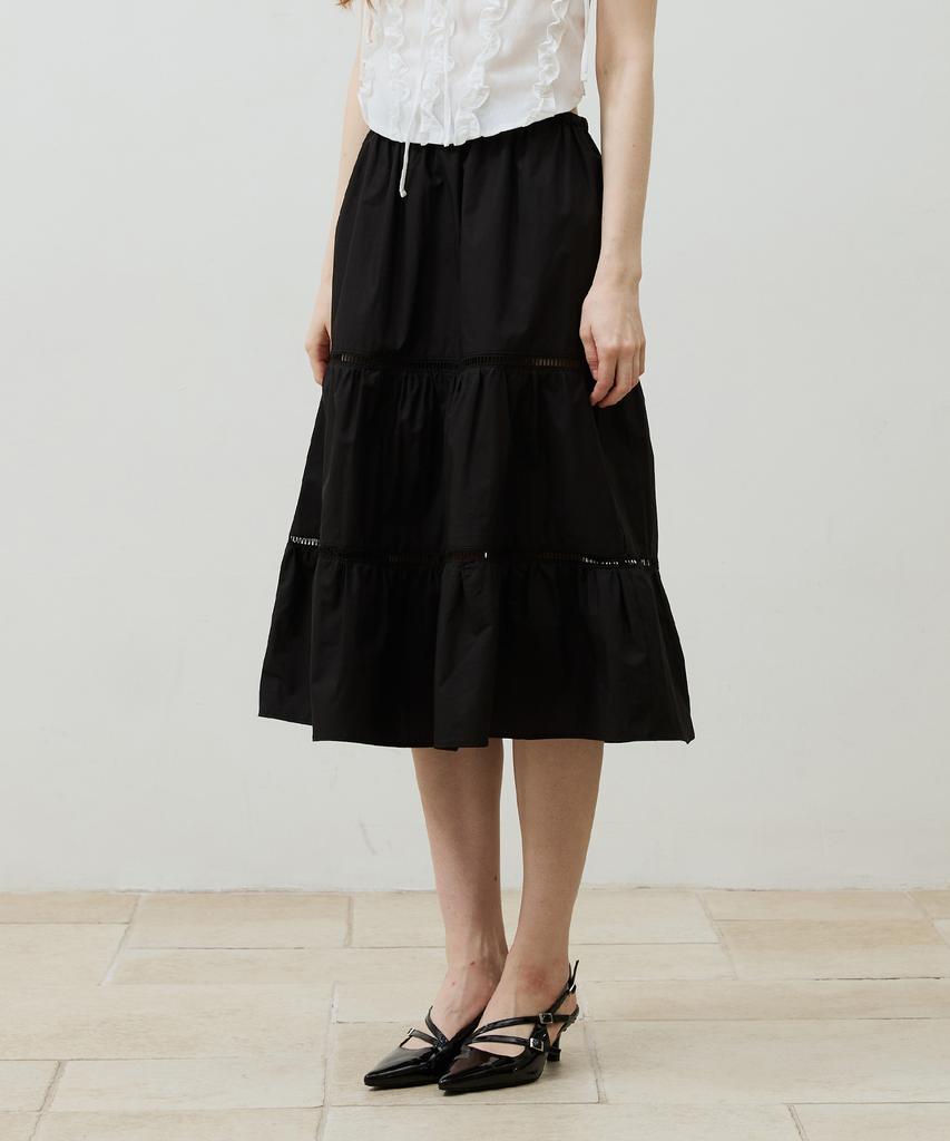 Alikim Muse Tiered Midi Skirt / Black