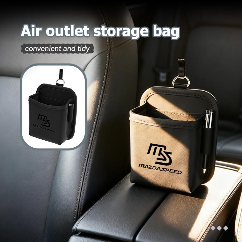 Leather Air Vent Storage Bag Car Anti-Scratch Phone Key Holder Pouch For Mazda MX-5 CX30 RX8 MX5 BK BL 5 CR CW 6 II GH CX-7 ER