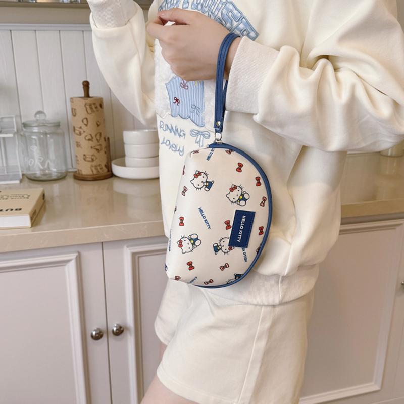 New Sanrio Hello Kitty Canvas Makeup Bag Medium Women's Blue 810-1676-4