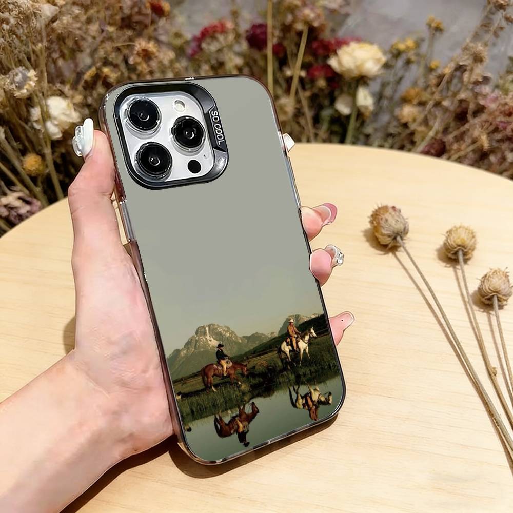 Western cowboy Phone Case For iPhone 17,16,15,14,13,12,11 Plus,Pro Max,XS,Colorful Silver Phone case Funda Cover