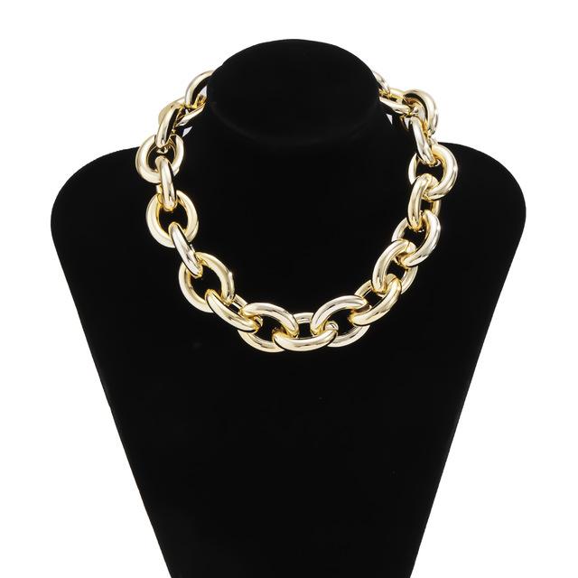 Vintage Thick Edge Cuban Gothic Necklace Women CCB Neck Collar Bone Gold Stubby Chain Necklaces Charm Party Jewelry