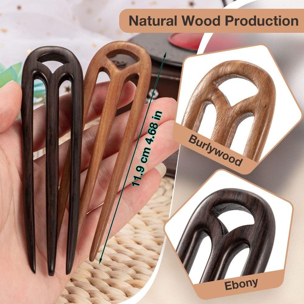 Handmade Carved Retro Hair Sticks Wooden Hair Pins Fashion French Hair Chopsticks  Women