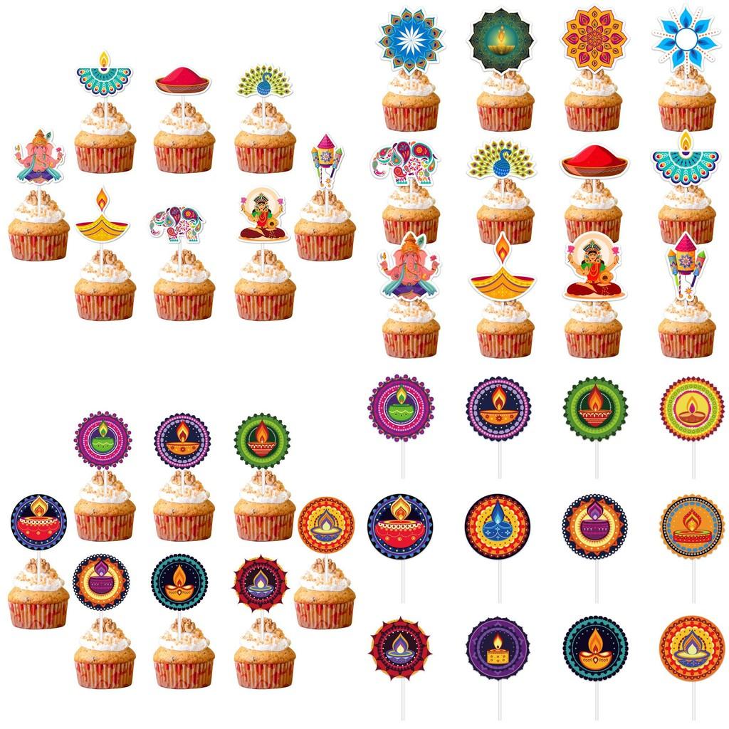Cake Topper Flags Diwali Theme Paper Party Decor For Event And Party Planning
