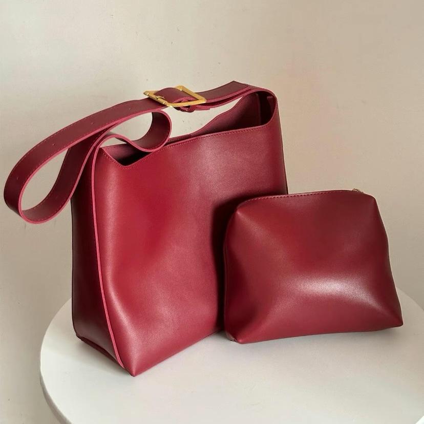 Uniwersalna duża dwuczęściowa miękka torba na ramię typu bucket bag