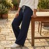 Lounge Wear Pants Women Wide Leg Pants, Drawstring Waist Loose Casual Adjustable Trousers Trousers, Solid Color Palazzo with Pockets