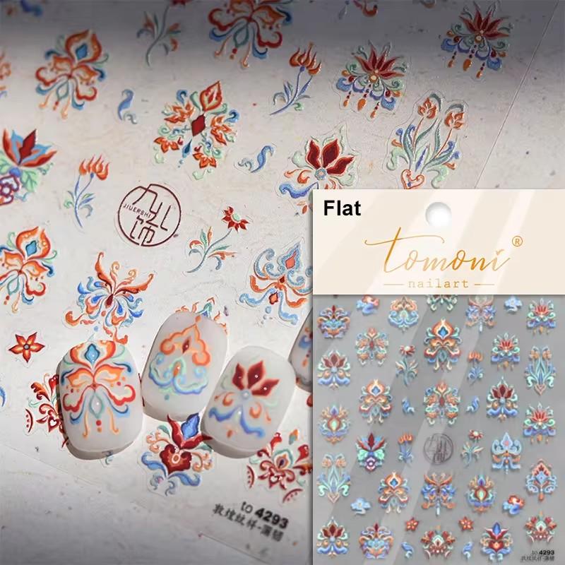 1piece 5Dcute tulip flower nail stickers high quality self-adhesive embossed nail art decals for girls decoration sticker