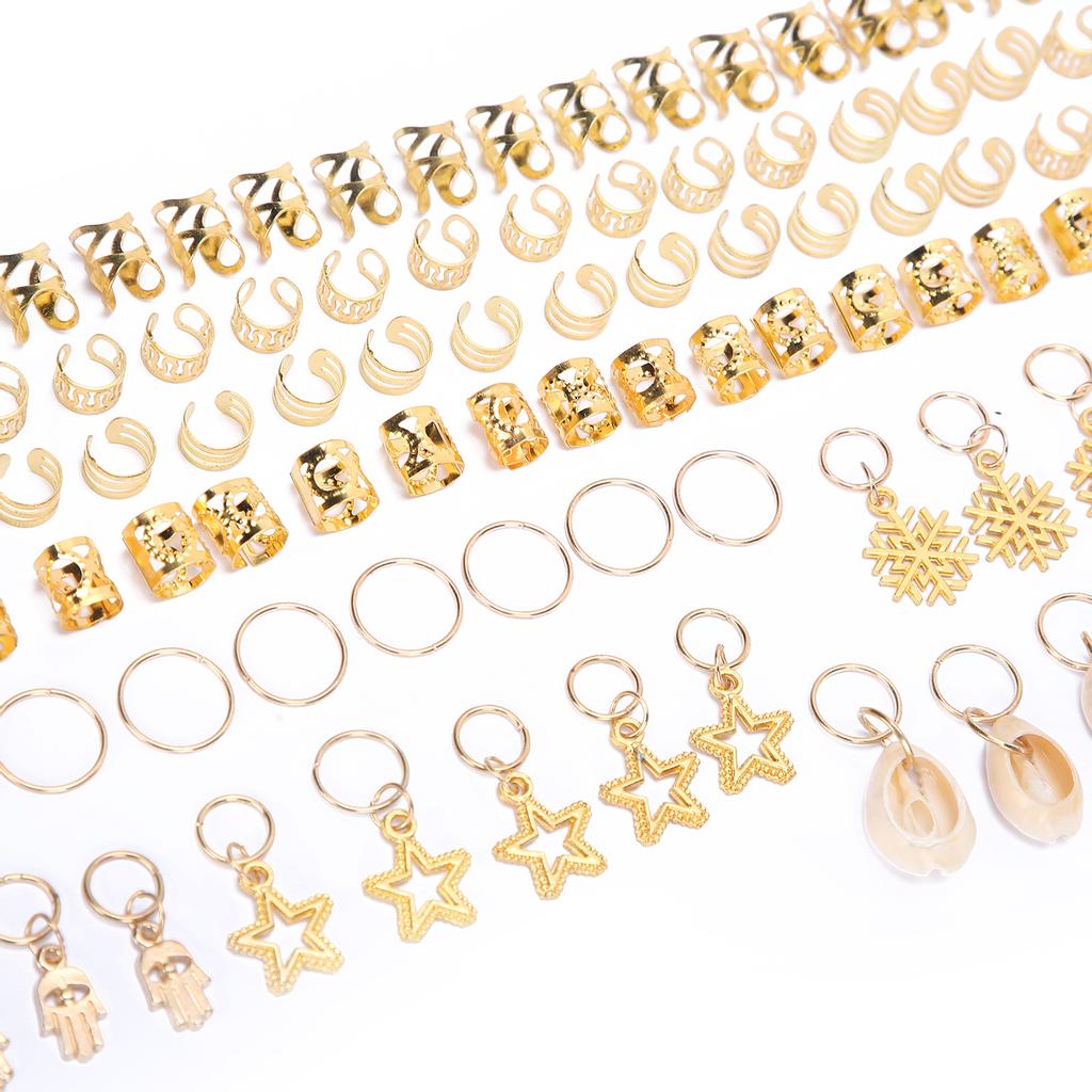 110pcs Hair Braid Rings DIY Dreadlocks Pendant Hair Braid Clips Hair Decoration Accessories