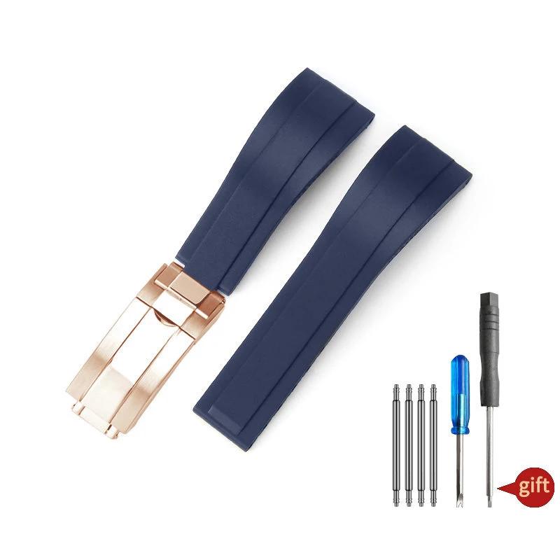 20mm Natur Weiches Silikon Kautschuk Uhrenarmband Für Rolex Uhrenarmband Daytona Submariner GMT OYSTERFLEX Armband Faltschließe