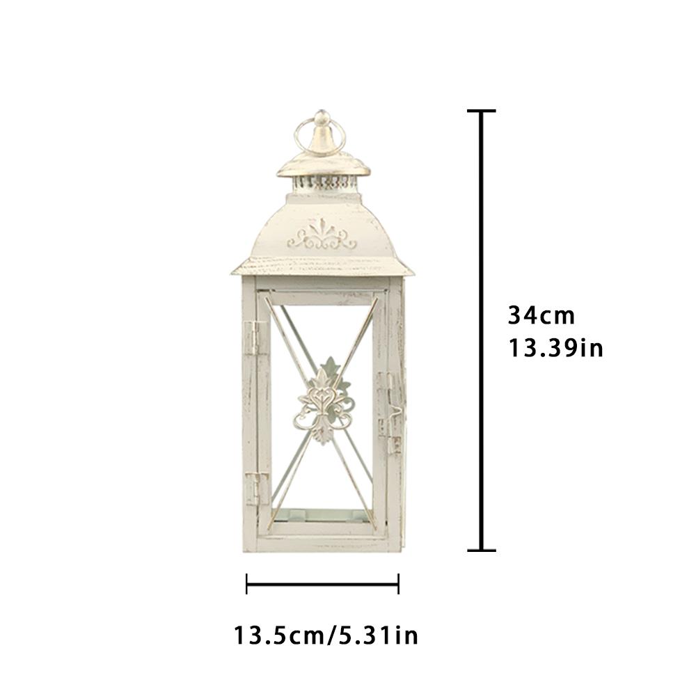 Vintage Metal Candle Holder Lantern Hanging Lantern White Lanterns with Glass for Living Room Garden Patio Parties Home Decor