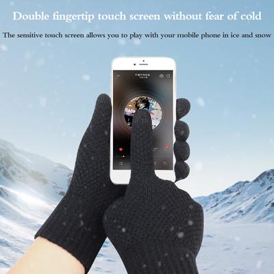 Dicke gestrickte Herren Winterhandschuhe Imitation Kaschmir Zweilagig Touchscreen Erwachsenenhandschuhe Herren Outdoor Fäustlinge Verdicken Handschuhe