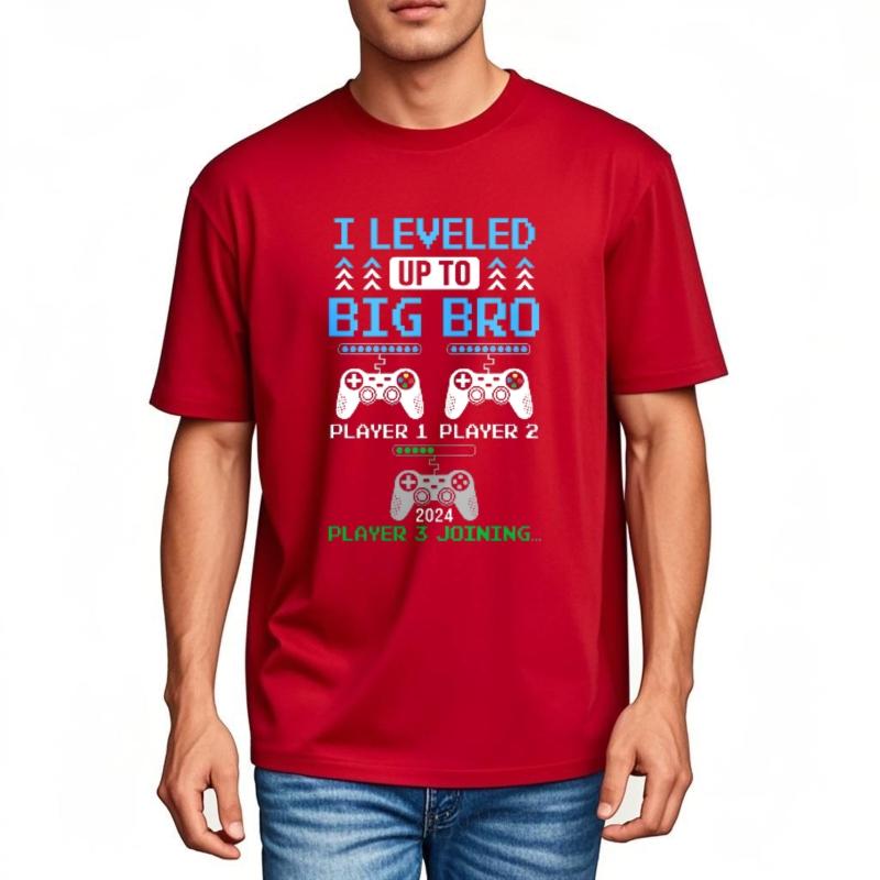 New Arrived Teenagers Round Neck tshirt Brand I Leveled Up To Big Bro Player 1 Player 2 Player 3 Joining 2024 Classic Tshirt S