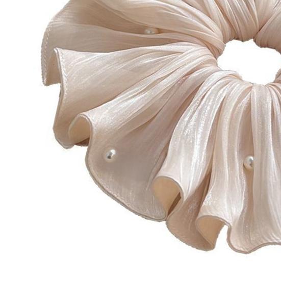 Hair Tie Imitation Pearls Large Elastic Hair Band Double Layer Soft Fabric Hair Scrunchie Hair Accessories