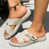 Fashion New fashion 2025 large-sized flip-flops for women, versatile and retro, thick-soled soft flip-flops with exposed toes