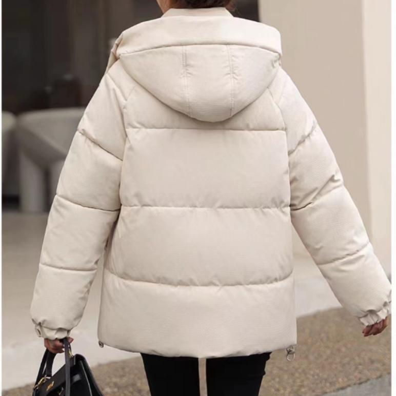 Bavlněné oblečení Dámské krátké Módní Volné Chlebové oblečení S kapucí Hrubá Teplá Bunda