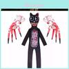 Siren Head Kid Black Cat Jumpsuit Cosplay Costume Bodysuit Halloween Party