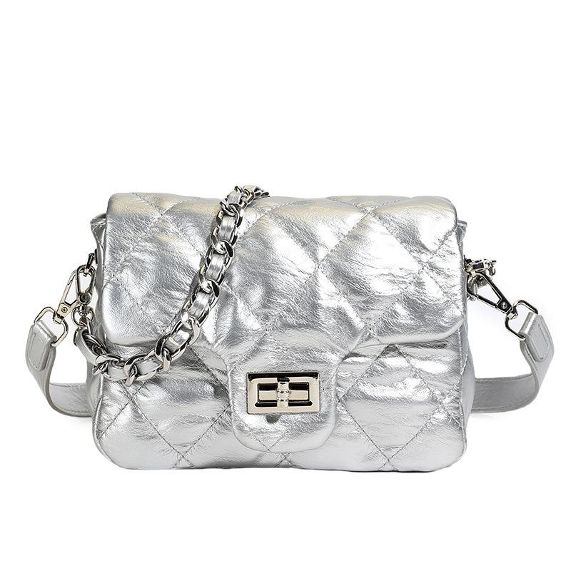 

Новая сумка-квадрат на цепочке, маленькая, женская, однотонная, на плечо, мессенджер серебряный