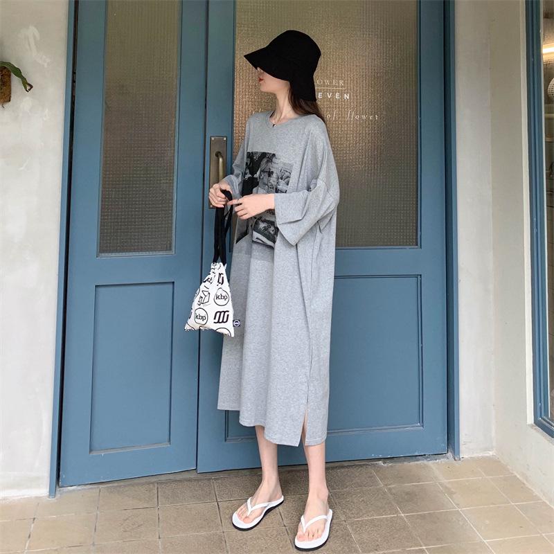 Women's Plus Size Short Sleeve Cotton T-Shirt Dress - Casual, Loose, Knee-Length, Slimming, Summer Wear, Maternity Friendly.