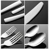 Sada příborů 410 nerezová ocel C007 čtvercová rukojeť západní jídlo nůž, vidlička a lžíce nádobí 5 hlavních částí zrcadlově leštěné hotel