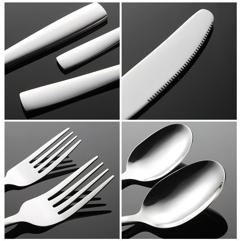 Sada příborů 410 nerezová ocel C007 čtvercová rukojeť západní jídlo nůž, vidlička a lžíce nádobí 5 hlavních částí zrcadlově leštěné hotel