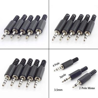 5ks/šarže 3,5mm zástrčka 2/3/4pólová mono stereo audio video duální audio zástrčka sluchátka Kabel drátový konektor pro zásuvku pro sluchátka