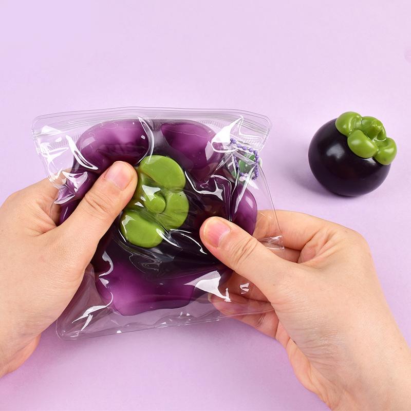 Simulated Mangosteen Squeeze Toy Slow Rising Anxiety Stress Relief Fruit Fidget Toy New Stress Ball Toy Birthday Holiday Gift