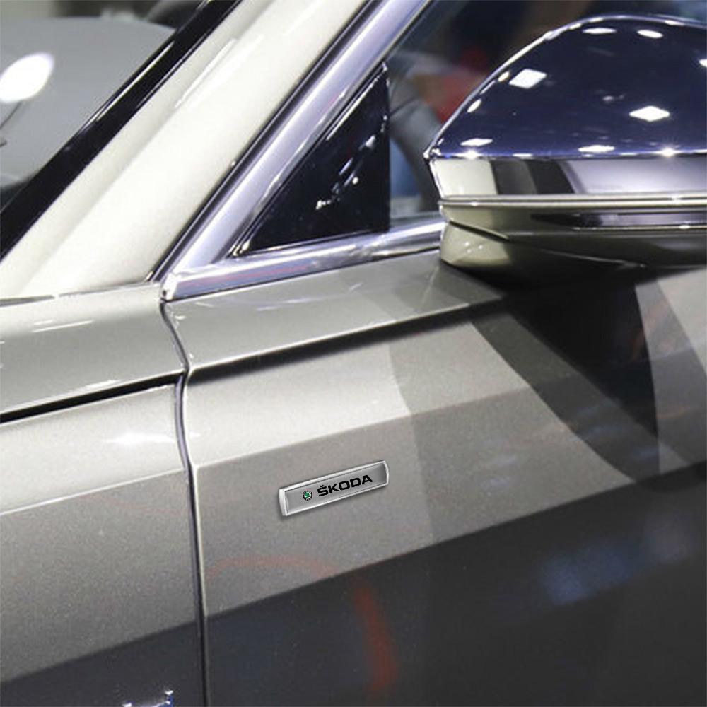 3D Metal Skoda Logo Badge Sticker Body Trunk Decorative Decal For Skoda Octavia VII Rapid Fabia Superb Kodiaq Karoq Kamiq Scala Vln422