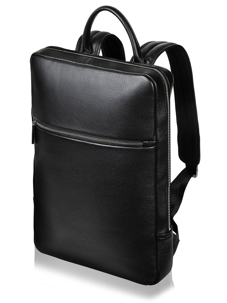 Mura Business Backpack, Shrink Leather, Slim, Men's, Genuine Leather, Large Capacity, Perfect for Commuting (Black)